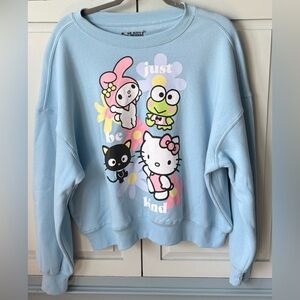 HELLO KITTY AND FRIENDS Sanrio just be kind Blue Graphic Sweatshirt Size L XL